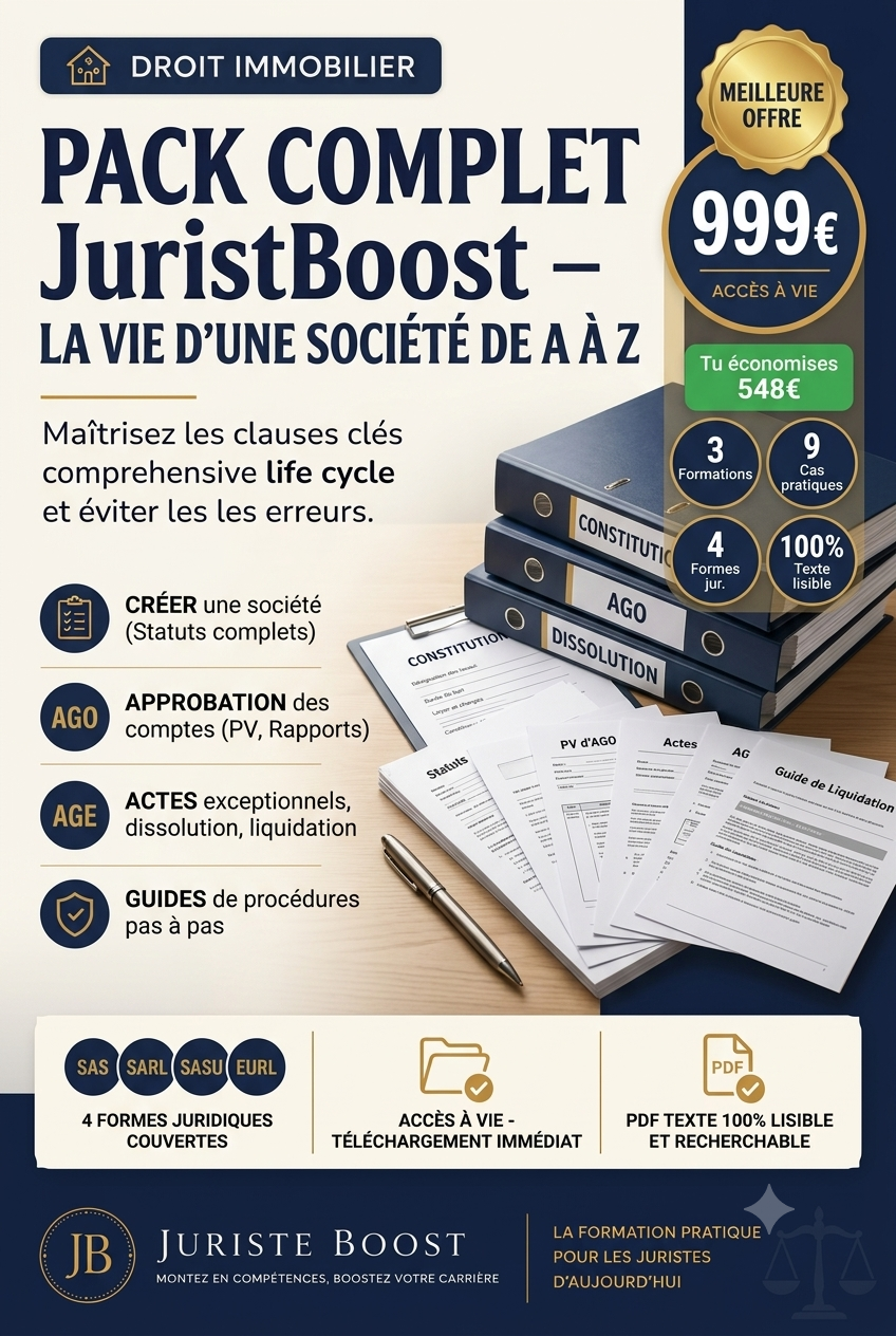 Pack Complet JuristBoost – La vie d'une société de A à Z
