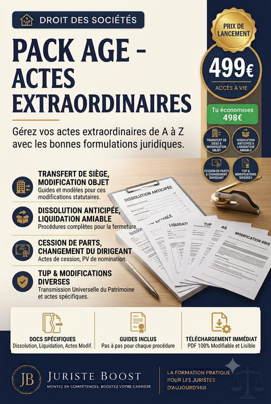 Pack AGE – Actes exceptionnels de la vie d'une société